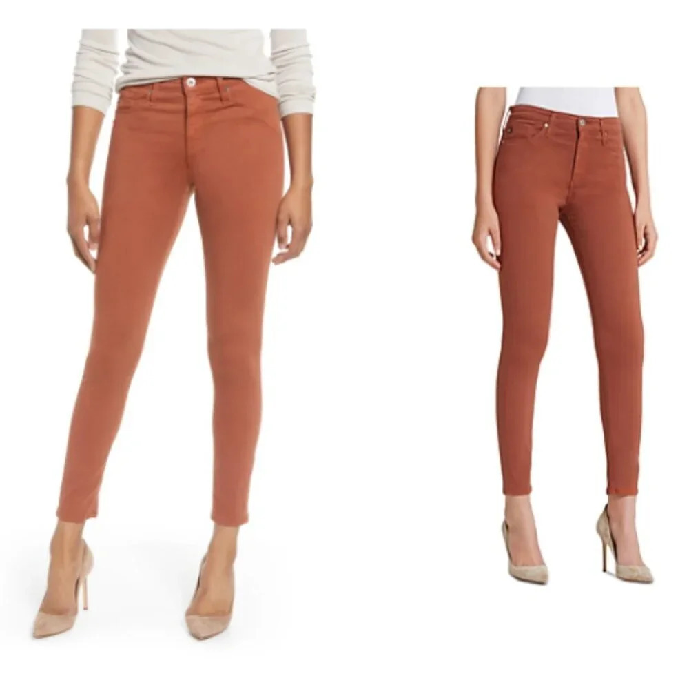 Ag Farrah High Waist Ankle Skinny Orange Jeans Size 27